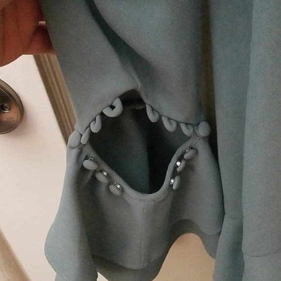 Prose & Poetry Marcel Feminine Cutout Long Sleeve Ruffle Mini Sage Dress Size M. - Picture 9 of 10